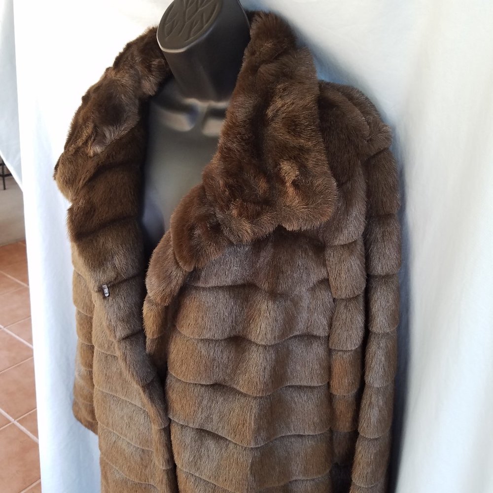 Anne Klein Brown Faux Fur Coat
